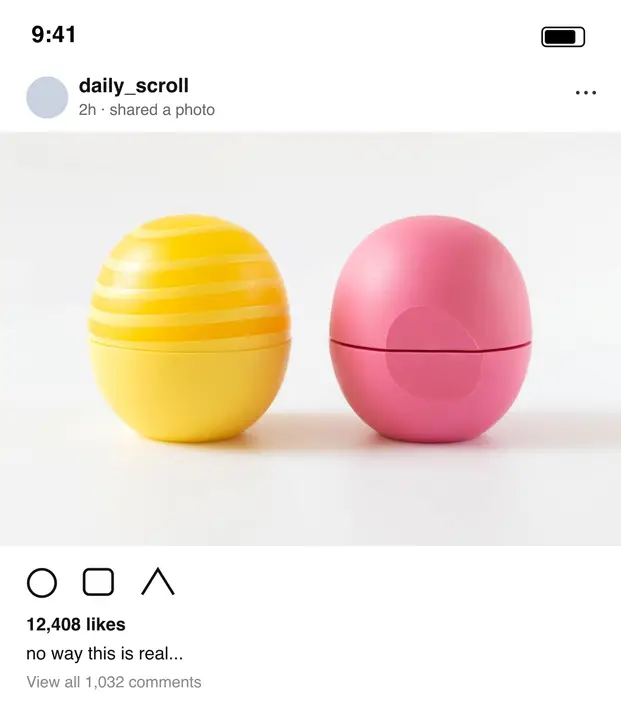 Hard case 2: a screenshot of a social media post showing two lip balms